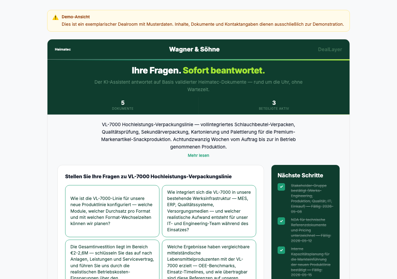DealLayer Decision Room Wagner & Söhne